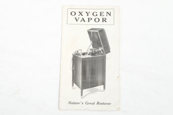 Medical Ephemera :  Oxygen Vapor By The Ozone Company Of America