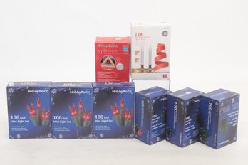8 Boxes, Christmas Lights: 6 Boxes Mini Colored Lights, LED Icicles, & Window Candles