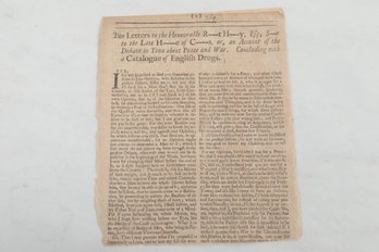 (Medicine) Rare 1701 Pamphlet War & Peace Concluding With A Catalogue Of English Drugs