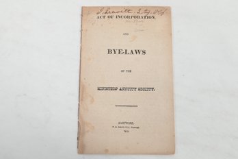Hartford Imprint 1825 Act Of Incorporation & Bye-laws Ministers Annuity Society
