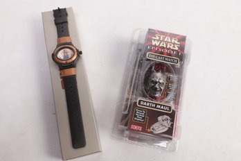 Lot Of 2 Star Wars Wrist Watch Obi Wan Kenobi And Darth Maul