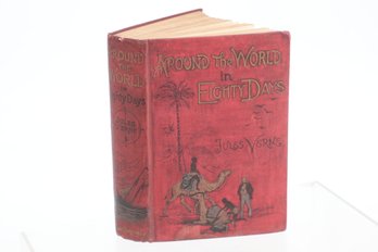 School Prize Pictorial Binding AROUND THE WORLD IN EIGHTY DAYS BY JULES VERNE