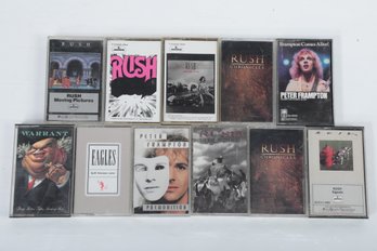 11 Vintage Mixed Cassettes: RUSH, Peter Frampton, Warrant & Eagles