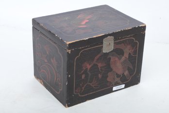 Early Hand Painted Lacquer Box W/ Birds