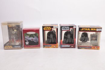 Lot Of 5 Star Wars Ornaments Tie Fighter And More