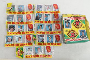 Lot Of 9 Rack Packs 1989 Bowman Factory Sealed With A Griffey Jr Sr Card On Top.