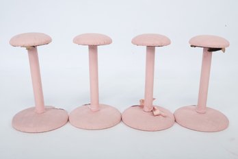 4 Vintage Hat Stands Pink  Mid-century Approx 9 Inches Tall