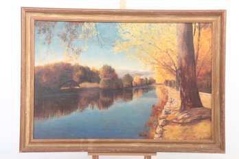 Vintage Oil On Canvas Landscape Painting Signed By Listed Artist