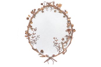 Vintage Mid-Century Metal Flower Mirror