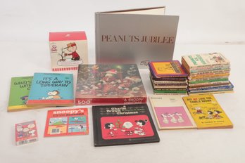 Mixed Box Lot Of Vintage & Modern Peanuts/Snoopy Books & Misc. Items