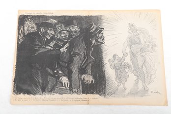 Original Steinlen Political Cartoon Military And Wealth Recruiting French Youth Fin De Sicle Socialist Art