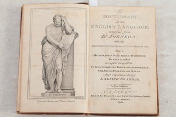 1815 Johnsons DICTIONARY Of The ENGLISH LANGUAGE Compiled From With The ADDITION Of WORDS