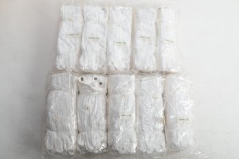 10 Dozen Of White Cotton Gloves With Snaps  Size L