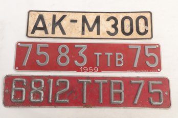 Three Vintage French License Plates