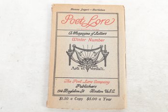 Uncommon 1913 Magazine The Poet Lore Company