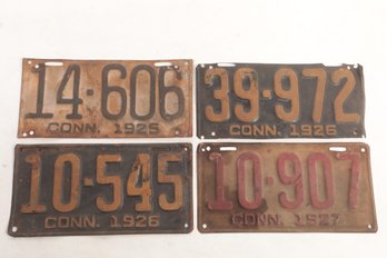 Group Of Four 1920'S Connecticut License Plates