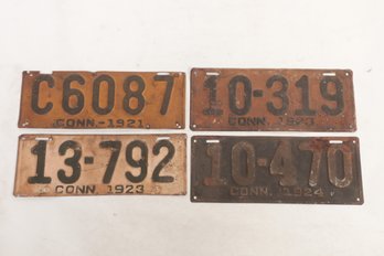 Group Of Four Early 1920's Connecticut License Plates