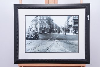 Framed Black & White Vintage Cityscape