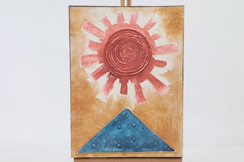 Artist Signed & Dated Oil On Canvas ~ Sun W/Pyramid 2008