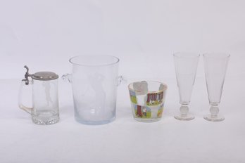 Group Of Golf Related Glassware - Ice Buckets , Beer Stein