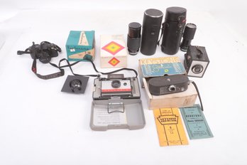 Mixed Grouping Of Antique & Vintage Cameras & Lenses