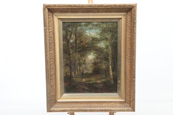 Framed Artist Signed Antique Oil On Canvas Landscape Painting