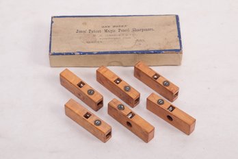 Antique 'Jones Patent Magical Pencil Sharpeners' Box W/6 Sharpeners