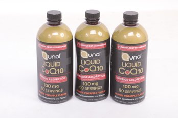 3 Qunol Liquid CoQ10 100mg, Superior Absorption Supplement Exp 12/24 Orange