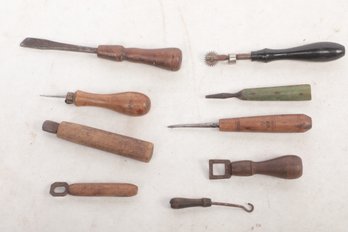 Group Of Antique Wooden Handle Hand Tools