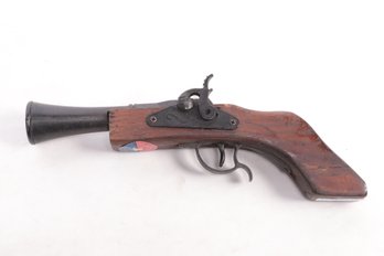 Vintage Toy Wood & Iron Cap Gun W/Original Label