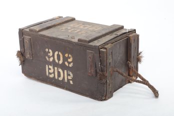 Vintage Brown Painted Wood Ammo Box For Bandoliers