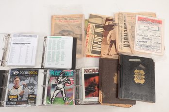 Grouping Of Vintage Mixed Sports Scrapbooks, Game Programs & Newspapers