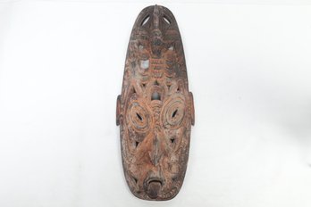 Large Wooden Tribal Mask From Papa New Guinea
