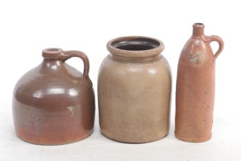 Grouping Of 3 Antique Stoneware Jars/Crocks