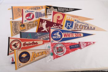 13 Vintage Baseball Pennants ~ MLB & Minor League