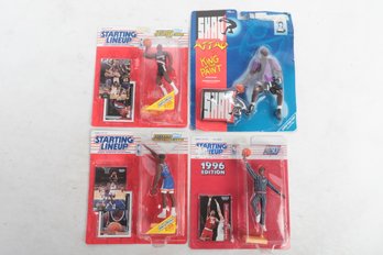 4 1990's Basketball Action Figures In Original Packaging