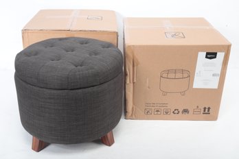 Lot Of 2 Amazon Basics Upholstered Storage Ottoman Dark Grey