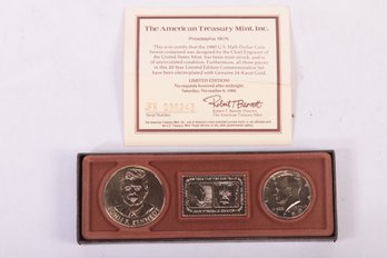 1980 JFK Commemorative Set - JFK 036243 (Electroplated In 24k Gold)