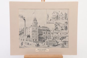 Matted Hellman Brewery Circa 1890's Architectural Print