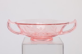7 1/2' Pink Depression Glass Bowl With Handles