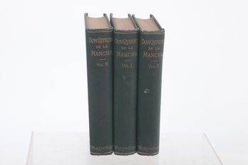 Don Quixote De La Mancha Vol I, II, III Antique Books With Original Etchings By R. De Los Rios
