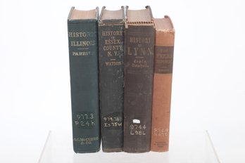 Group Of 4 Antique Books Incl Texas Republic, History Of Essex County NY, History Of Lynn, Historic Illinois