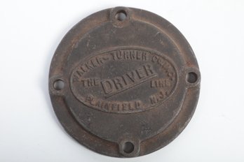 Early 1900's Walker-Turner Driver Line Name Gear Cover Plate