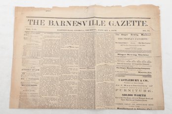 (GEORGIA) 1876 Newspaper Barnesville Gazette,  Georgia Rare