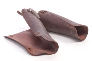 2 Early 1900's Leather Military Riding Spats