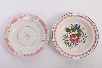 Two French Antique Early 19th Century Ceramic Plates