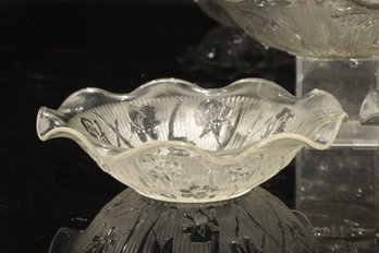 Grouping Jeanette Iris Glass - 12' Flutted Bowl With 2 9 1/2' Flutted Bowls