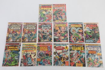 14 Assorted Vintage 25c Marvel Comics: Hulk, Spiderman, Sub-Mariner, Ghost Rider & More