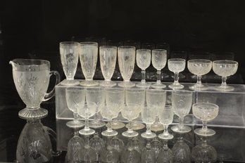 Jarge Lot Of Jeanette Iris Glass - Picture And Various Glasses All Sises & Shapes