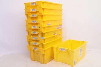 Lot Of 10 Stackable Yellow Storage/ Transport Bins